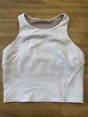 Lululemon White High-Neck Cropped Athletic Tank Top